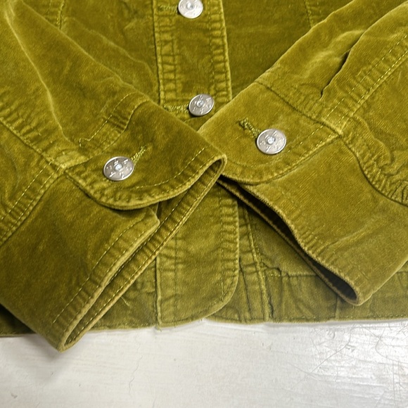 Live a Little Suede Jacket Womens M Button Front Green Fitted - Picture 6 of 9